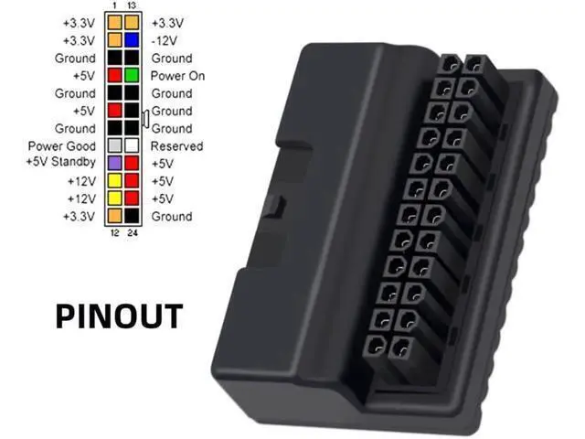 Alt view image 6 of 7 - Overmold ATX 24Pin Female to 24pin Male 90 Degree Power Adapter Mainboard Motherboard for Desktops PC Supply