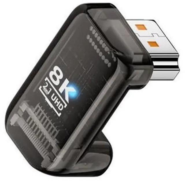 Main image of Up Angled 360 Degree Opposite U Shape Back HDMI Male to HDMI 2.1 Female UHD Extension Adapter Extender Transparent with Smart LED 8K 60hz HDTV