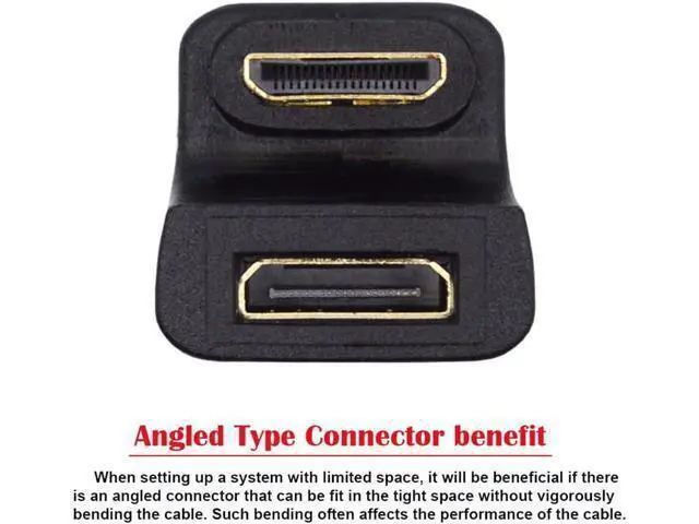 Alt view image 2 of 7 - 360 Degree Down Opposite U Shape Back Angled Mini HDMI 1.4 Male to Mini Female Extension Adapter Converter