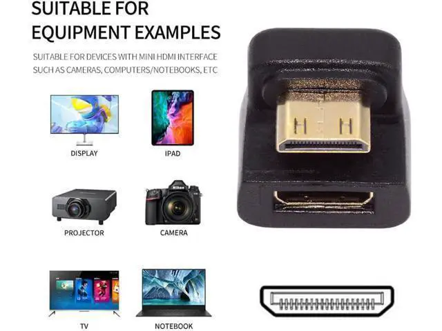 Alt view image 4 of 7 - 360 Degree Up Opposite U Shape Back Angled Mini HDMI 1.4 Male to Mini Female Extension Adapter Converter