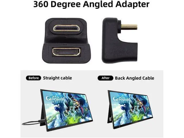 Alt view image 5 of 7 - 360 Degree Up Opposite U Shape Back Angled Mini HDMI 1.4 Male to Mini Female Extension Adapter Converter