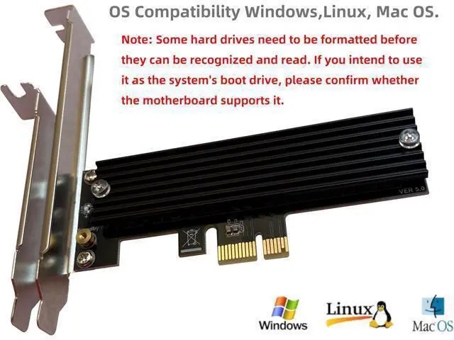 Alt view image 6 of 7 - PCIe NVMe Adapter Card with Heat Sink, x1 Interface Fits in x4/x8/x16 Slots, Converts M.2 SSD to PCIe 4.0/3.0 for Desktop