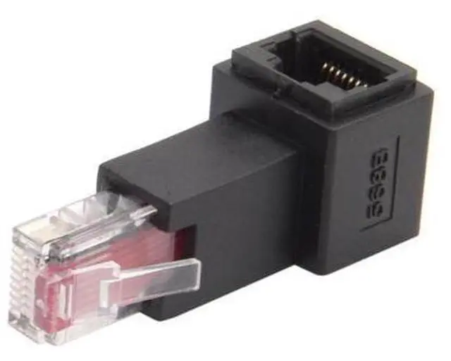 Main image of Left Angled 90 Degree 8P8C FTP STP UTP Cat 5e Male to Female LAN Ethernet Network Extension Adapter
