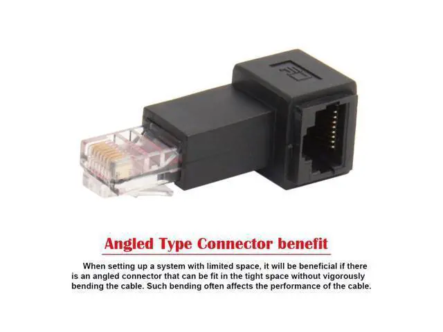 Alt view image 2 of 7 - Left Angled 90 Degree 8P8C FTP STP UTP Cat 5e Male to Female LAN Ethernet Network Extension Adapter