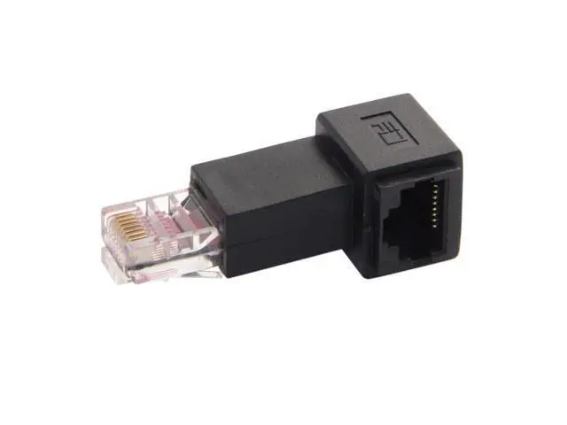 Alt view image 3 of 7 - Left Angled 90 Degree 8P8C FTP STP UTP Cat 5e Male to Female LAN Ethernet Network Extension Adapter