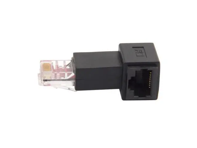 Alt view image 4 of 7 - Left Angled 90 Degree 8P8C FTP STP UTP Cat 5e Male to Female LAN Ethernet Network Extension Adapter