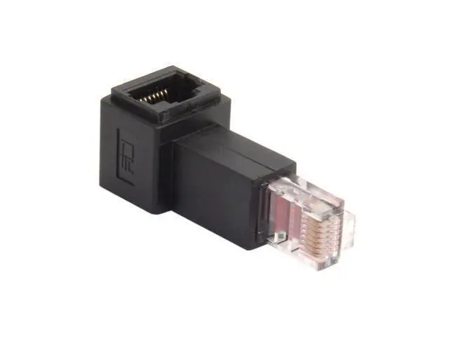 Alt view image 6 of 7 - Left Angled 90 Degree 8P8C FTP STP UTP Cat 5e Male to Female LAN Ethernet Network Extension Adapter