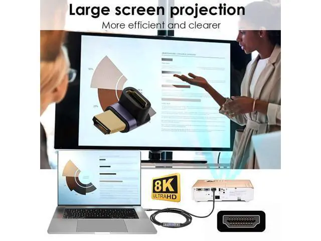 Alt view image 5 of 7 - HDMI Male to HDMI 2.1 Female Vertical 90 Degree Up Angled UHD Extension Adapter Support 8K 60hz HDTV