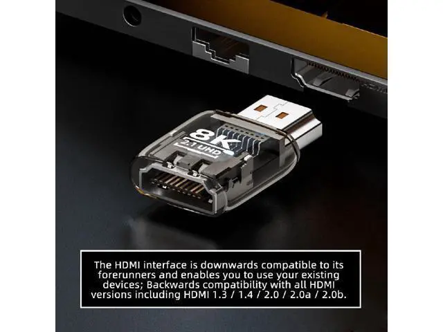 Alt view image 4 of 7 - 3pcs/Set 8K HDMI Male to HDMI 2.1 Female UHD Extension Adapter Extender with Smart LED Light Support 8K 60hz HDTV