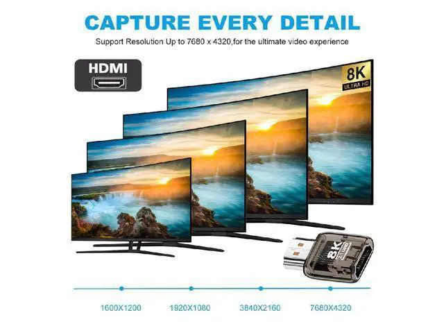 Alt view image 7 of 7 - 3pcs/Set 8K HDMI Male to HDMI 2.1 Female UHD Extension Adapter Extender with Smart LED Light Support 8K 60hz HDTV