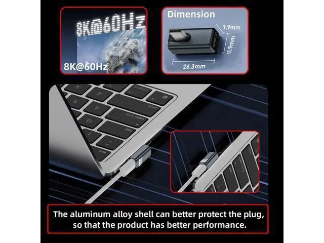 Alt view image 5 of 7 - Adapter USB5.0 80Gbps Male to Female Extension Adapter Low Profile Left Right Angled with 240W 16K 8K 5K Compatible with USB4.0 Thunderbolt3/4/5