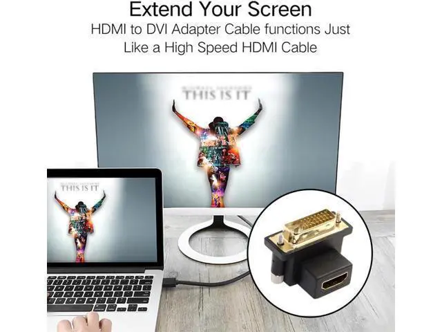 Alt view image 7 of 7 - Adapter 2pcs/lot Up & Down Angled 90 Degree DVI Male to HDMI Female 4K Adapter Port Saver for Computer HDTV Graphics Card