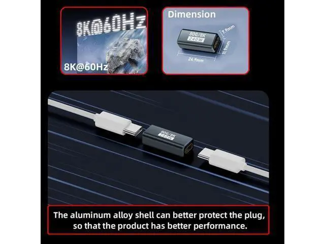 Alt view image 6 of 7 - USB5.0 80Gbps Female to Female Extension Adapter with 240W 16K 8K 5K Compatible with USB4.0 Thunderbolt3/4/5