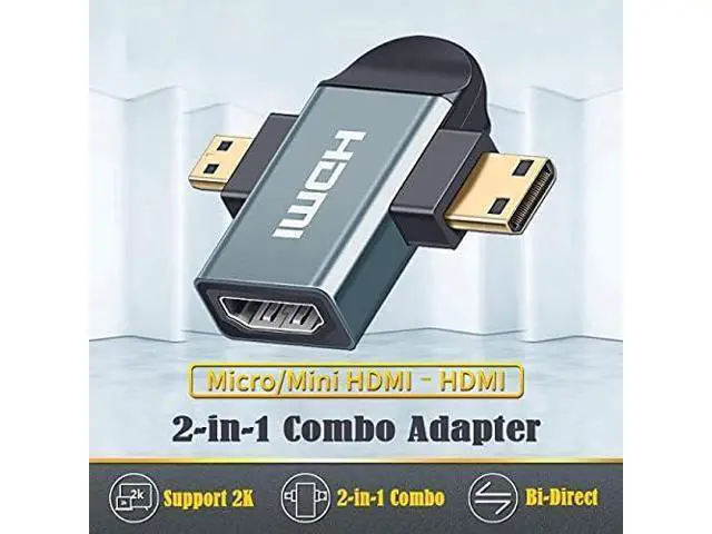 Alt view image 2 of 2 - 3pcs/Set Micro & Mini HDMI to HDMI-Compatible 1.4 Female 2-in-1 Combo Adapter 4K@60hz