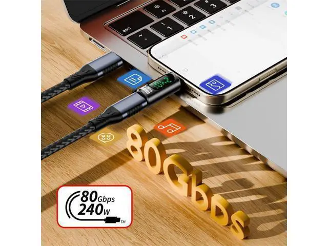 Alt view image 5 of 7 - Connector USB5.0 80Gbps Male to Female Extension Adapter Smart LED Display with 240W 8K 5K Compatible with USB4.0 40Gbps Thunderbolt3/4/5