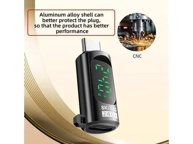 Alt view image 7 of 7 - Connector USB5.0 80Gbps Male to Female Extension Adapter Smart LED Display with 240W 8K 5K Compatible with USB4.0 40Gbps Thunderbolt3/4/5