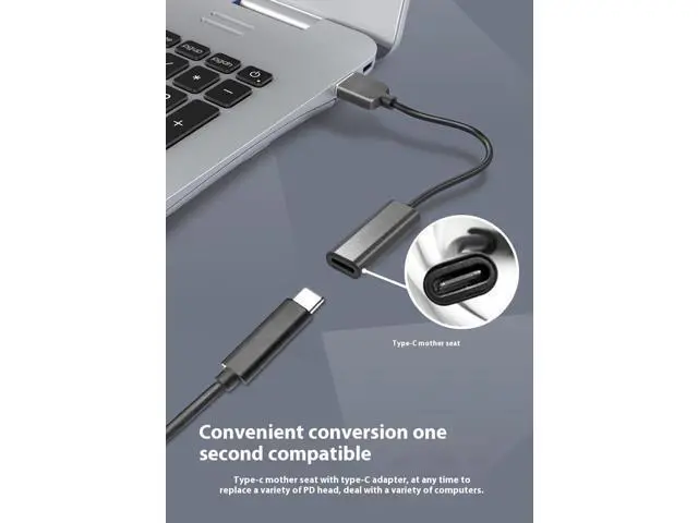 Alt view image 4 of 6 - 100W PD Power Charger Tip USB C to Slim Laptop Charging Cable Adapter Converter for D-ELL Laptop 18-20V (Dedicated for D-ELL (for 45W/65W/90W Power), 4.0mm Small Head)
