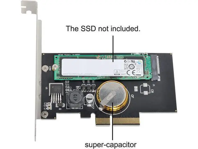 Alt view image 6 of 6 - PCI-E 3.0 x4 to M.2 M Key 80mm SSD Nvme Card Adapter PCI Express with Power Failure Protection 4.0F Super Capacitor