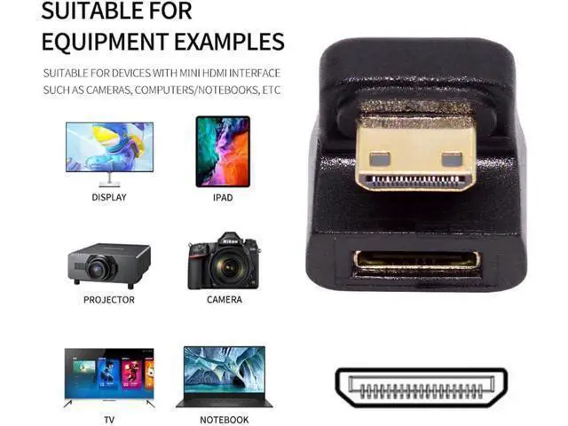 Alt view image 4 of 7 - 360 Degree Down Opposite U Shape Back Angled Mini HDMI 1.4 Male to Mini Female Extension Adapter Converter