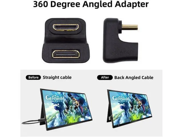 Alt view image 5 of 7 - 360 Degree Down Opposite U Shape Back Angled Mini HDMI 1.4 Male to Mini Female Extension Adapter Converter