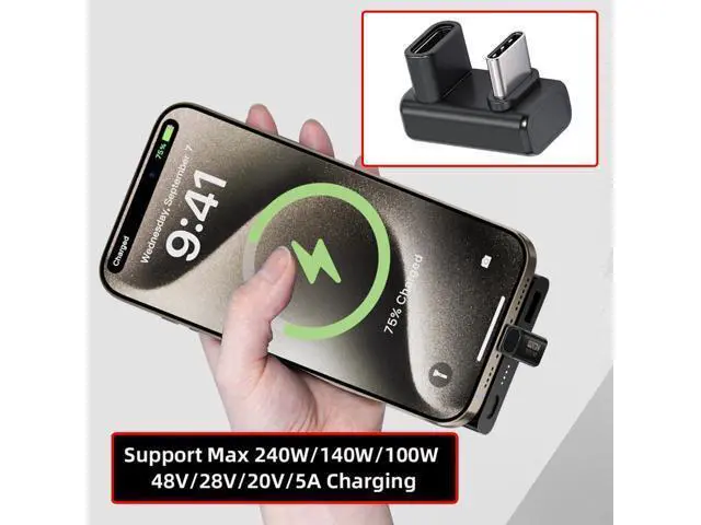 Alt view image 3 of 7 - Adapter USB5.0 80Gbps Male to Female Extension Adapter Opposite U Shape Back Angled with 240W 16K 8K 5K Compatible with USB4.0 Thunderbolt3/4/5
