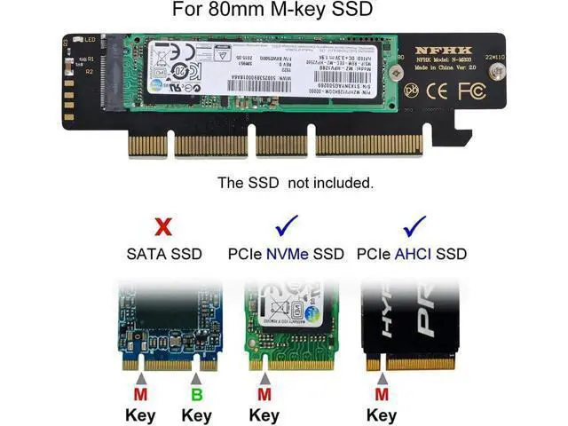 Alt view image 5 of 7 - M.2 M-Key NVME AHCI SSD to PCI-E 3.0 16x 4X Adapter for 110mm 80mm SSD
