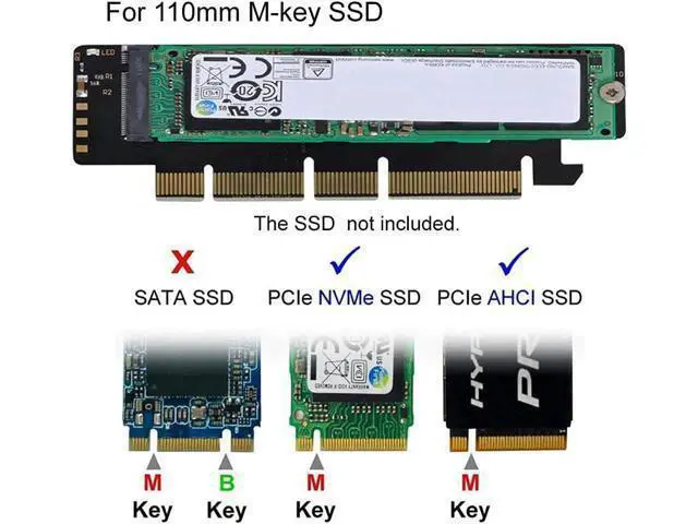 Alt view image 6 of 7 - M.2 M-Key NVME AHCI SSD to PCI-E 3.0 16x 4X Adapter for 110mm 80mm SSD