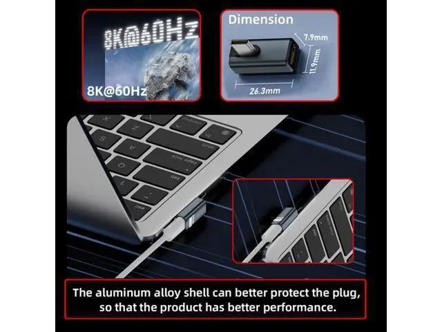 Alt view image 3 of 7 - USB C Extender Adapter,USB 5.0 Type C Male to Female 90 Degree Angled Adapter Support 80Gbps Data Transfer PD 240W Fast Charging 16K/8K/5K Video Output