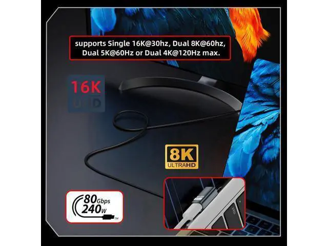Alt view image 6 of 7 - USB C Extender Adapter,USB 5.0 Type C Male to Female 90 Degree Angled Adapter Support 80Gbps Data Transfer PD 240W Fast Charging 16K/8K/5K Video Output