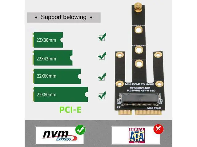 Alt view image 6 of 7 - Mini PCI-E Riser Card Slot to NVME SSD Adapter M.2 NGFF Key-M Compatible with NAS Industrial Control Motherboard