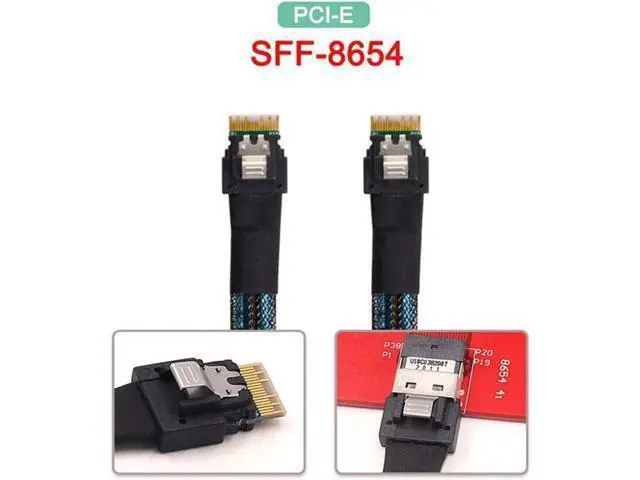 Alt view image 2 of 7 - SFF-8654 4i 38Pin Host Male to SFF-8654 38Pin Male PCI-E Slimline SAS Target Cable 40cm