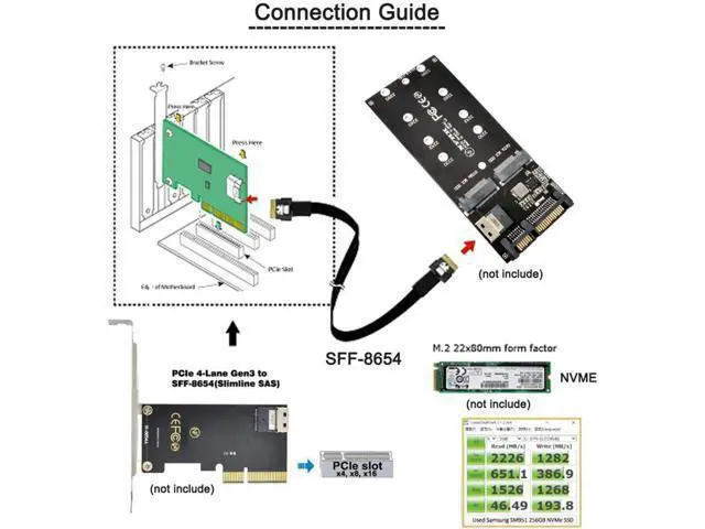 Alt view image 4 of 7 - SFF-8654 4i 38Pin Host Male to SFF-8654 38Pin Male PCI-E Slimline SAS Target Cable 40cm
