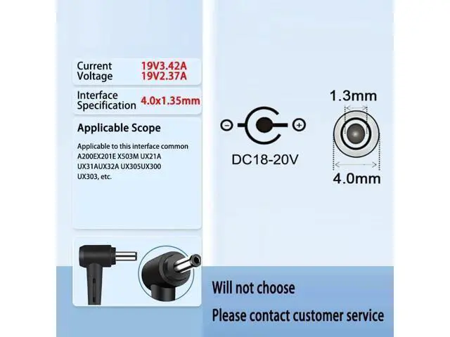 Alt view image 2 of 7 - USB C to for Asus Laptop Charging Adapter Female Type C to Male DC 4.0 x 1.35mm Barrel Jack Plug Converter 65W or 100W PD Power Charger Connector Tip for Asus X201E X202E X540 X541 X553M X541NA X542UA