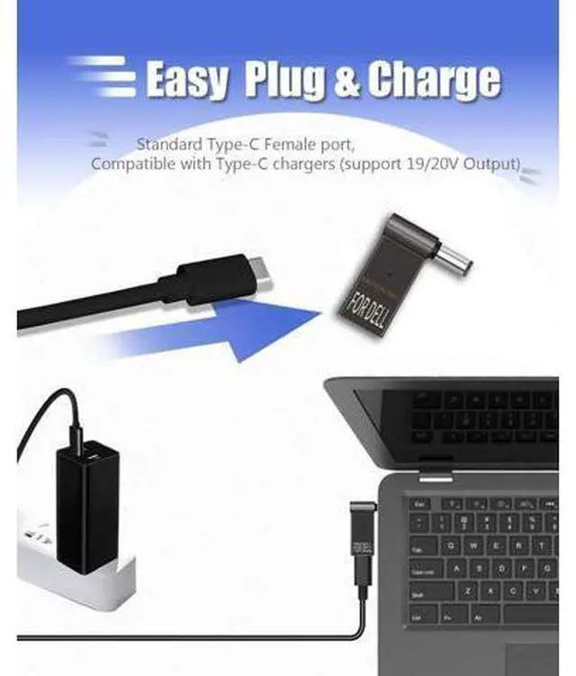 Alt view image 4 of 7 - USB C to 7.4mm Laptop Charging Adapter Female Type C to DC 7.4 x 5.0mm Barrel Jack Plug Converter 100W PD Power Charger Connector Tips for D-ELL Latitude 5280 5290 5490 5491 5285 5289 5480 5488 5580
