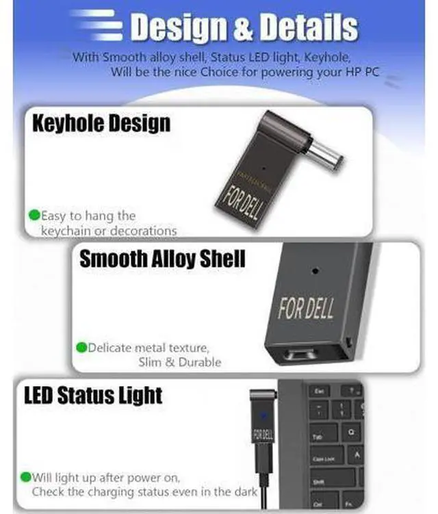 Alt view image 7 of 7 - USB C to 7.4mm Laptop Charging Adapter Female Type C to DC 7.4 x 5.0mm Barrel Jack Plug Converter 100W PD Power Charger Connector Tips for D-ELL Latitude 5280 5290 5490 5491 5285 5289 5480 5488 5580