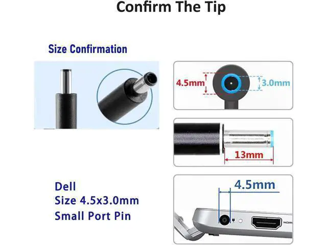 Alt view image 3 of 7 - USB C to Slim Laptop 100W PD Power Charger 4.5mm Connector Tip Fit for All 65W/45W D-ELL laptops with Round Power Connector, Including Inspiron 13 14 15,3000 5000 7000 Series, XPS, Vostro Series Cable