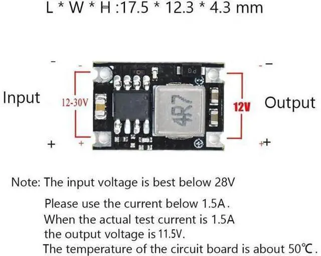Alt view image 5 of 5 - MP1584EN 5pcs Mini 12V Buck Converter Board - 12-30V to 12V, 1.8A Output, Small Size (Black, 12, Volt)
