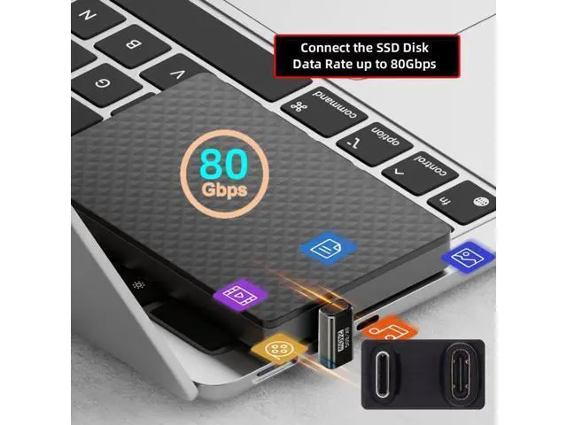 Alt view image 3 of 7 - USB C Extender Adapter,USB 5.0 Type C Male to Female 180 Degree Angled Adapter Support 80Gbps Data Transfer PD 240W Fast Charging 16K/8K/5K Video Output