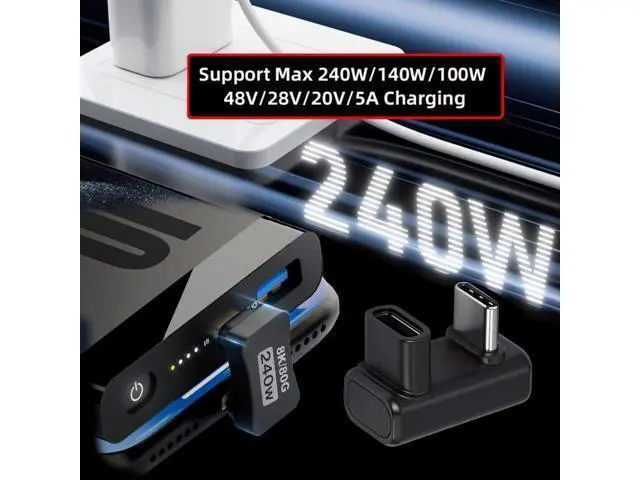 Alt view image 2 of 7 - USB C Extender Adapter,USB 5.0 Type C Male to Female 180 Degree Angled Adapter Support 80Gbps Data Transfer PD 240W Fast Charging 16K/8K/5K Video Output