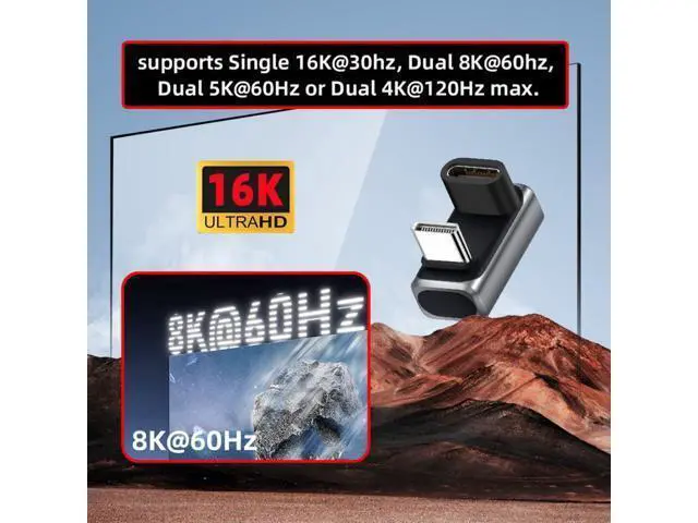 Alt view image 5 of 7 - USB C Extender Adapter,USB 5.0 Type C Male to Female 180 Degree Angled Adapter Support 80Gbps Data Transfer PD 240W Fast Charging 16K/8K/5K Video Output