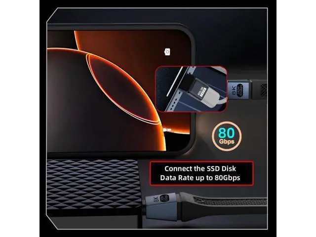 Alt view image 6 of 7 - USB C Extender Adapter,USB 5.0 Type C Male to Female 90 Degree UP Angled Adapter Support 80Gbps Data Transfer PD 240W Fast Charging 16K/8K/5K Video Output