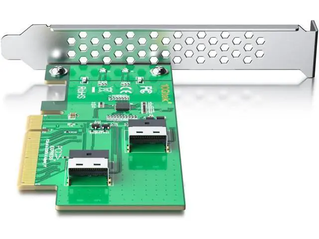 Alt view image 5 of 5 - PCIe 4.0 x8 to Dual SFF-8654 Adapter Card \u2013 Supports 2X U.2 NVMe SSDs, SlimSAS 4i Interface, Requires Bifurcation Support\u200c