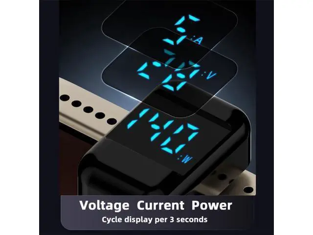 Alt view image 3 of 7 - Adapter Transparent Type-C Smart LED Display USB-C Male to Female Extension Adapter USB4.0 40Gbps 140W Opposite U Shape Back Angled Current Voltage Monitoring