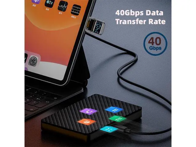Alt view image 4 of 7 - Adapter Transparent Type-C Smart LED Display USB-C Male to Female Extension Adapter USB4.0 40Gbps 140W Opposite U Shape Back Angled Current Voltage Monitoring