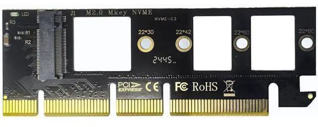 Main image of WLGQ NVMe M.2 SSD to PCIe X16 Adapter Card, Black, 2 Ports, Supports 2230/2242/2260/2280 SSD Sizes, Matte Finish