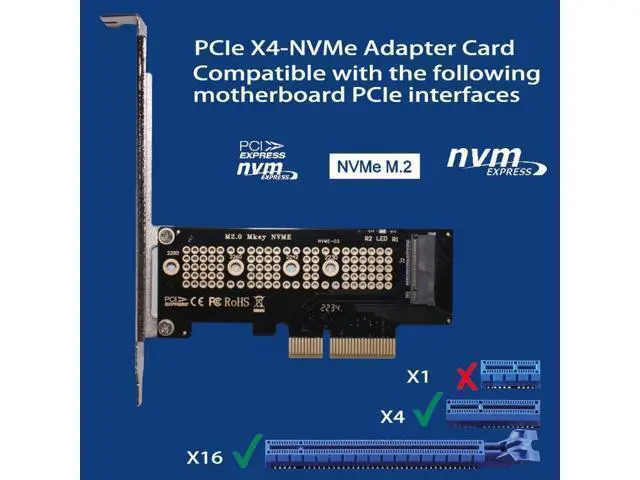 Alt view image 2 of 7 - WLGQ M.2 NVMe SSD to PCIe X4 Adapter Card, Black, Supports 2230/2242/2260/2280