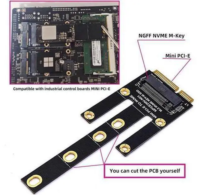 Main image of Mini PCI-E Riser Card Slot to NVME SSD Adapter M.2 NGFF Key-M Compatible with NAS Industrial Control Motherboard