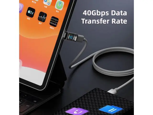 Alt view image 4 of 7 - Adapter Transparent Type-C Smart LED Display USB-C Male to Female Extension Adapter USB4.0 40Gbps 140W Up Down Angled 90 Degree Current Voltage Monitoring
