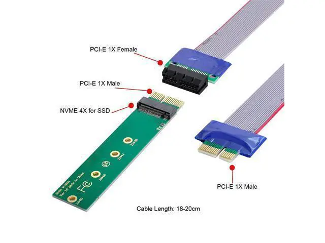 Alt view image 5 of 7 - NGFF M-Key NVME AHCI SSD to PCI-E 3.0 1x x1 Vertical Adapter with Cable Male to Female Extension