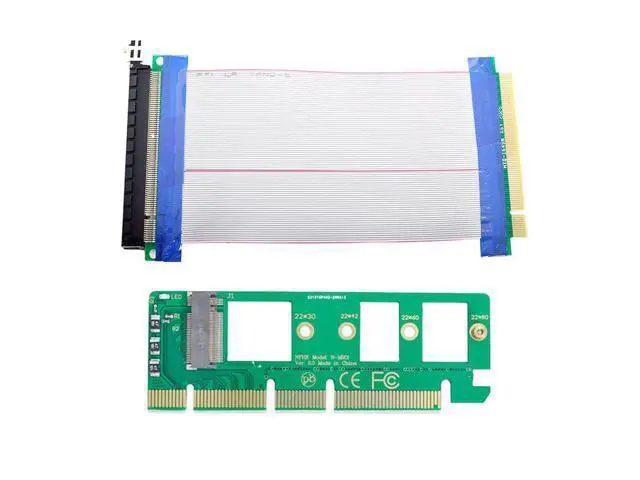 Alt view image 2 of 7 - NGFF M-Key NVME AHCI SSD to PCI-E 3.0 16x x16 Vertical Adapter with Cable Male to Female Extension